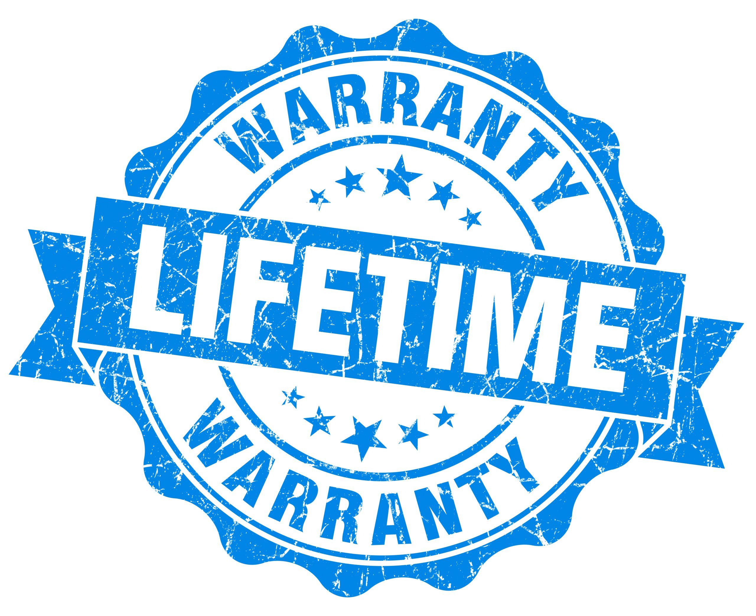 lifetime warranty blue grunge seal isolated on white