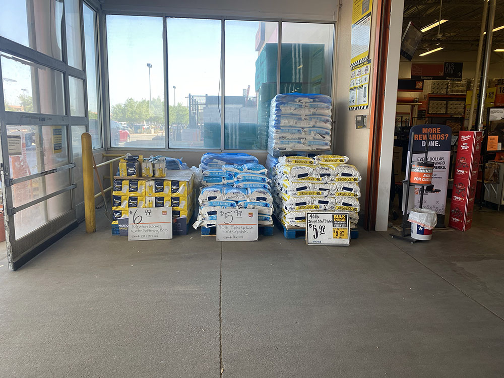 Water Sotener Salt is at the exit at HomeDepot on Montwood in El Paso, Texas