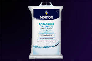 Potassium chloride pellets are used instead of salt and water softeners